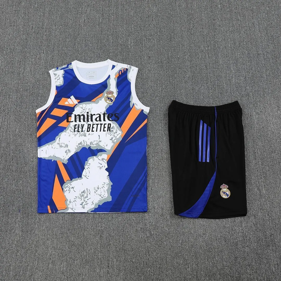 25-26 Real Madrid Beige&Viola Training Kits Football Vest Suits 1
