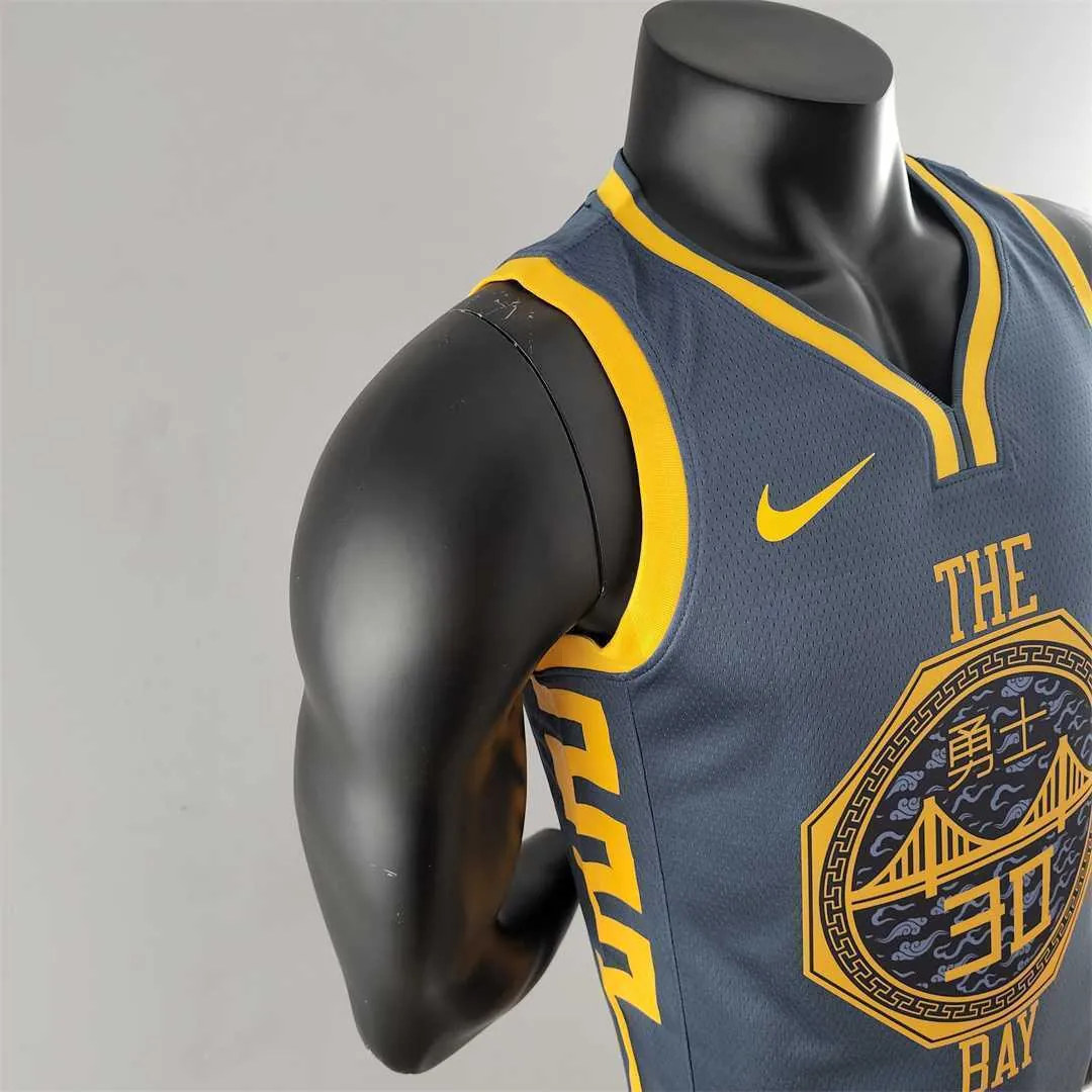 2018 Curry#30 Golden State Warriors Grey NBA Jersey 6