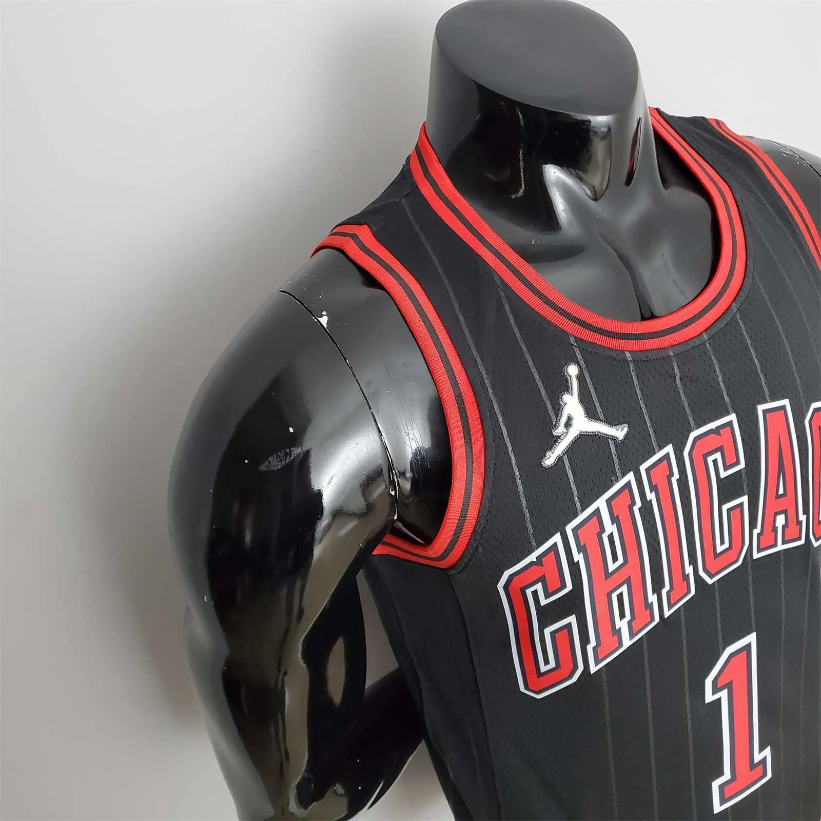 75th Anniversary Rose #1 Bulls Flyers Black NBA Jersey 7
