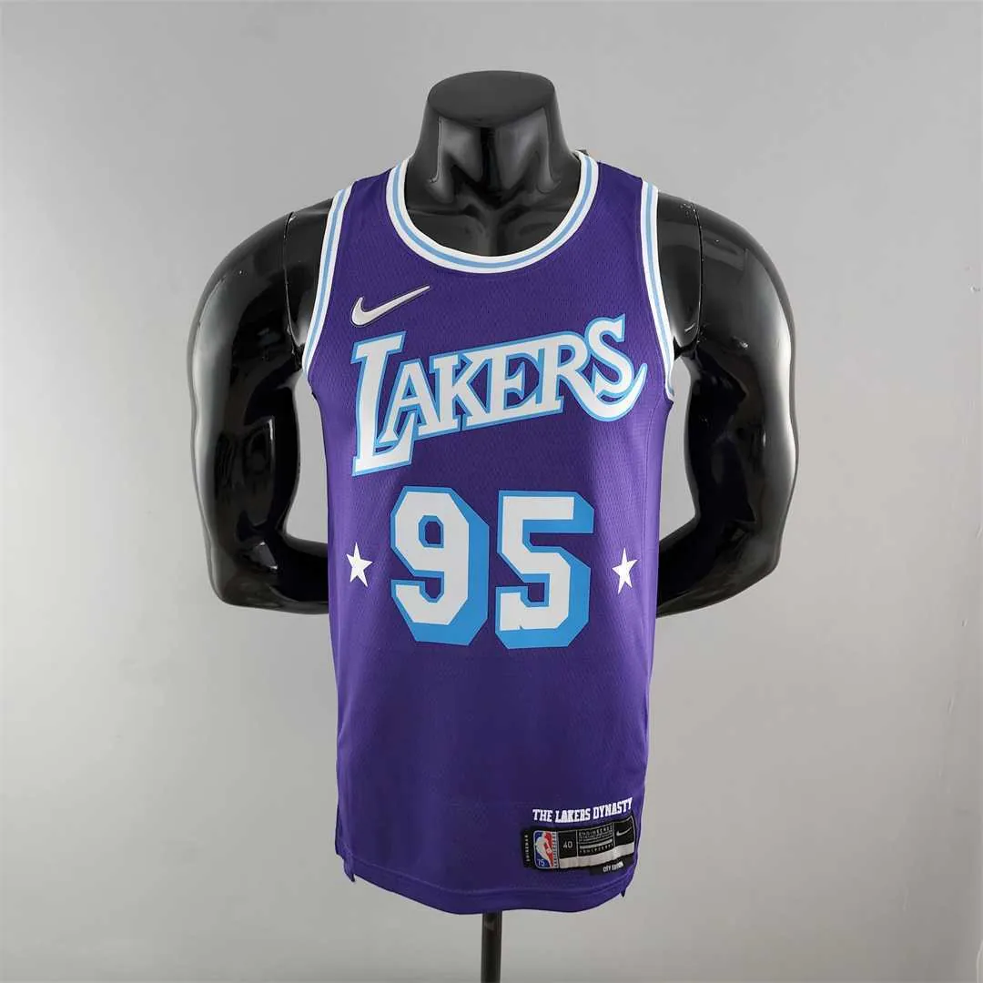 2022 75th Anniversary TOSCANO #95 Los Angeles Lakers City Edition Purple NBA Jersey 9