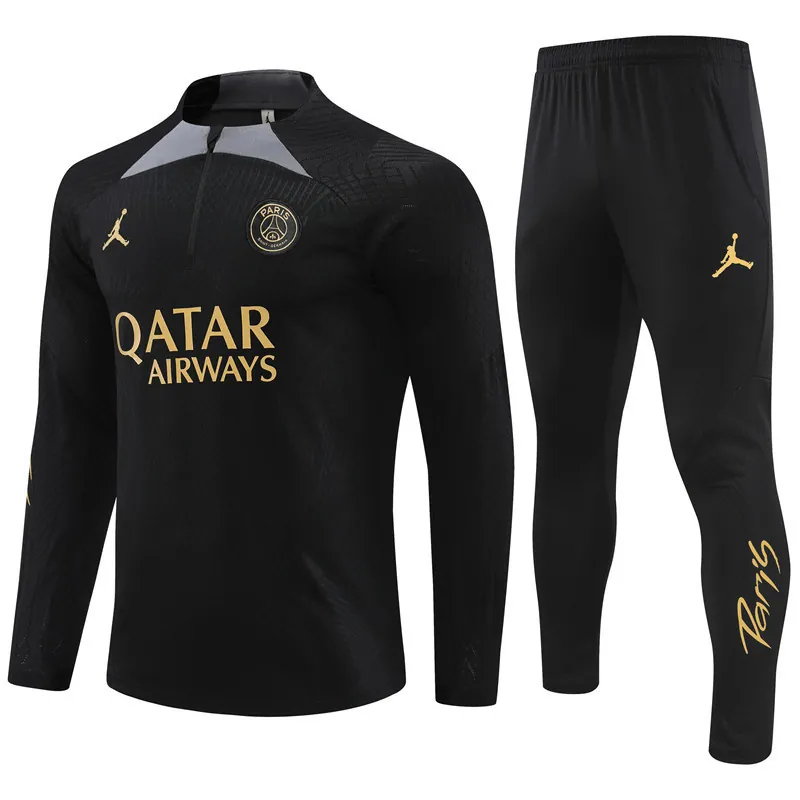 23-24 PSG Long Sleeve Tracksuit Black Training Suits Jersey Supplier Yupoo 4