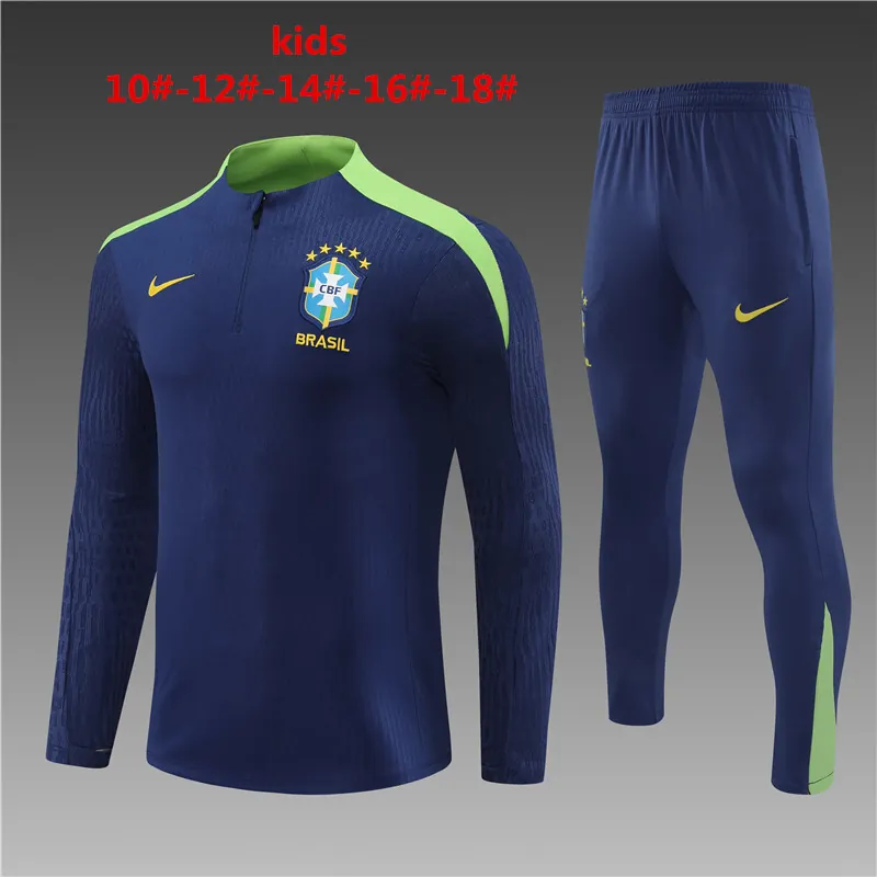 2024 Brazil Player Kids Long Sleeve Training Suit Football Shirts 1