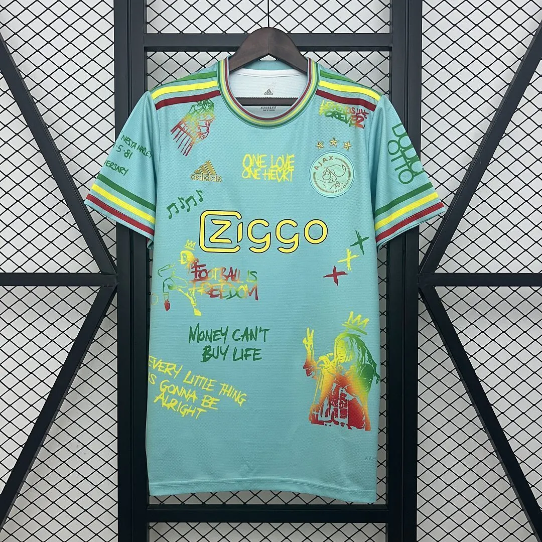 25-26 Ajax x Bob Marley AOP Green Special Edition Kit Football T-Shirt AAAAJersey Wholesale Yup 8
