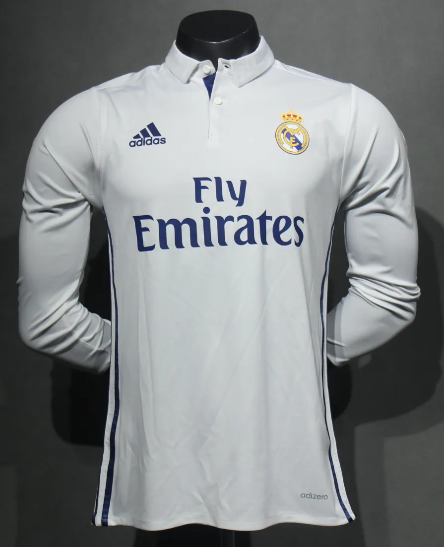 16-17 Real Madrid Home Retro Kit Vintage Player Version Long Sleeve Shirt AAAAJersey Dropship Y 5