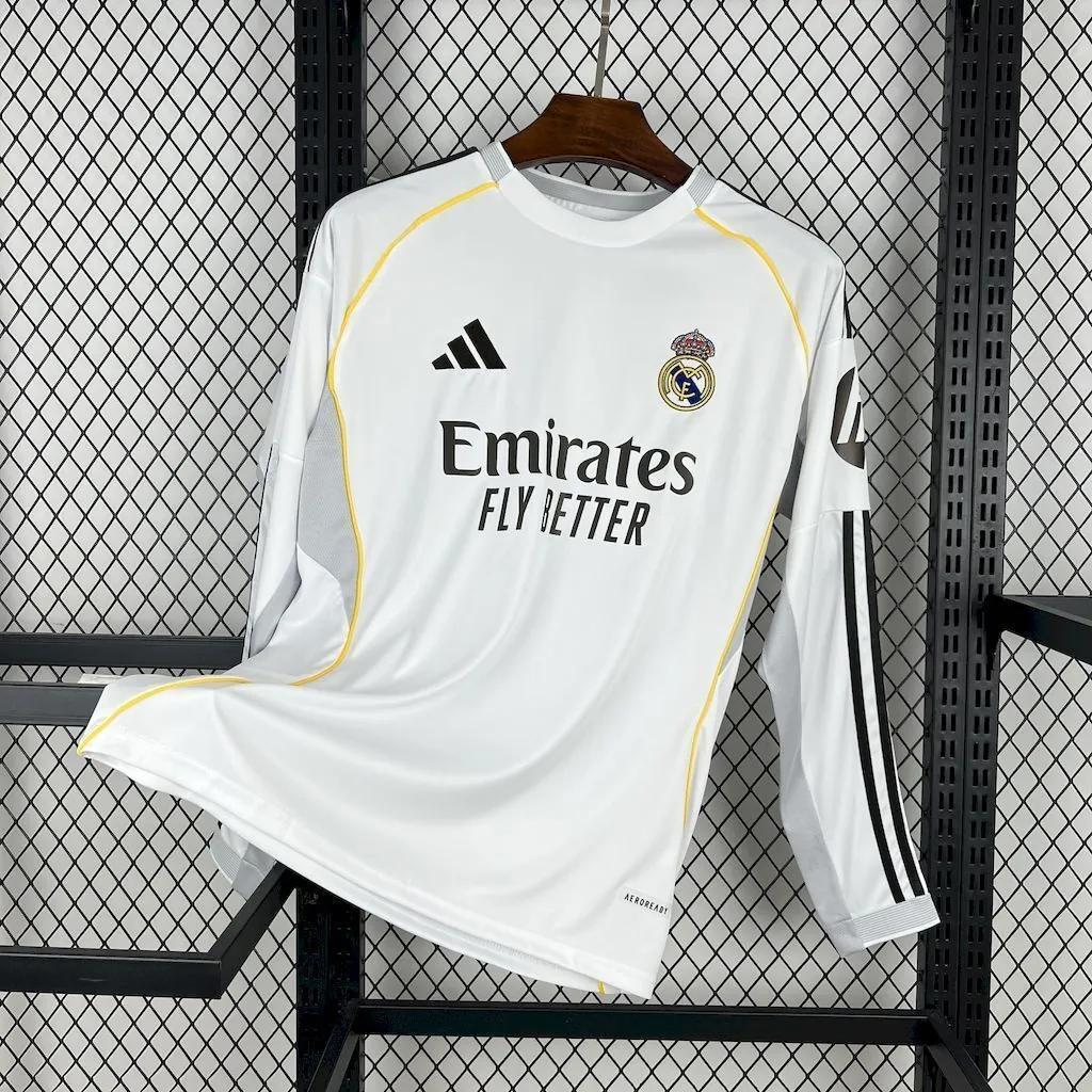 25-26 Real Madrid Home Long Sleeve Shirt Football Uniform AAAAJersey Supply Yupoo S-3XL 6