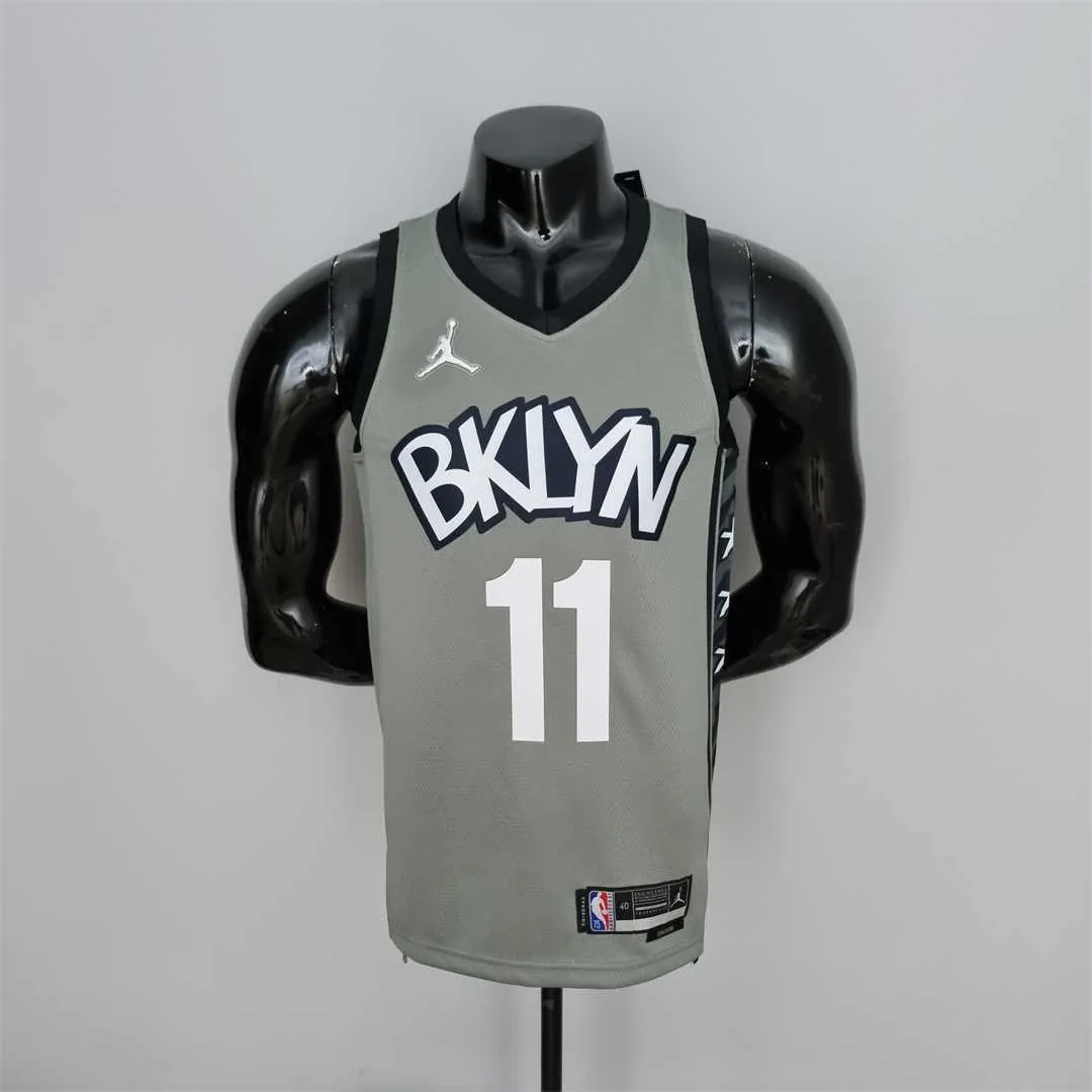 75th Anniversary Irving #11 Brooklyn Nets City Edition Gray NBA Jersey 10