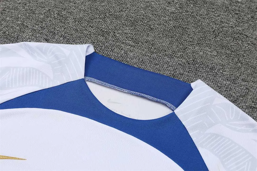2022 France Training Suit Short Sleeve Kit White Blue 18