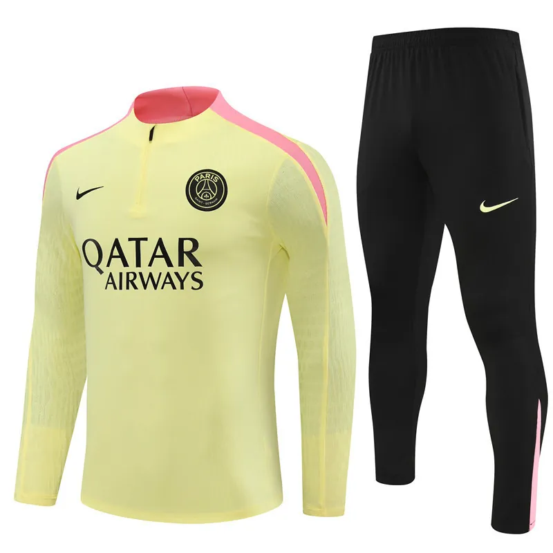 24-25 PSG Long Sleeve Tracksuit Yellow Training Suits Football Replicas Yupoo 4