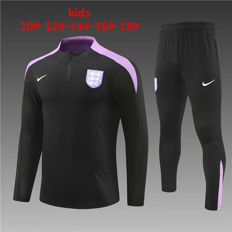 2024 England Player Kids Long Sleeve Training Suit Football Shirts 1