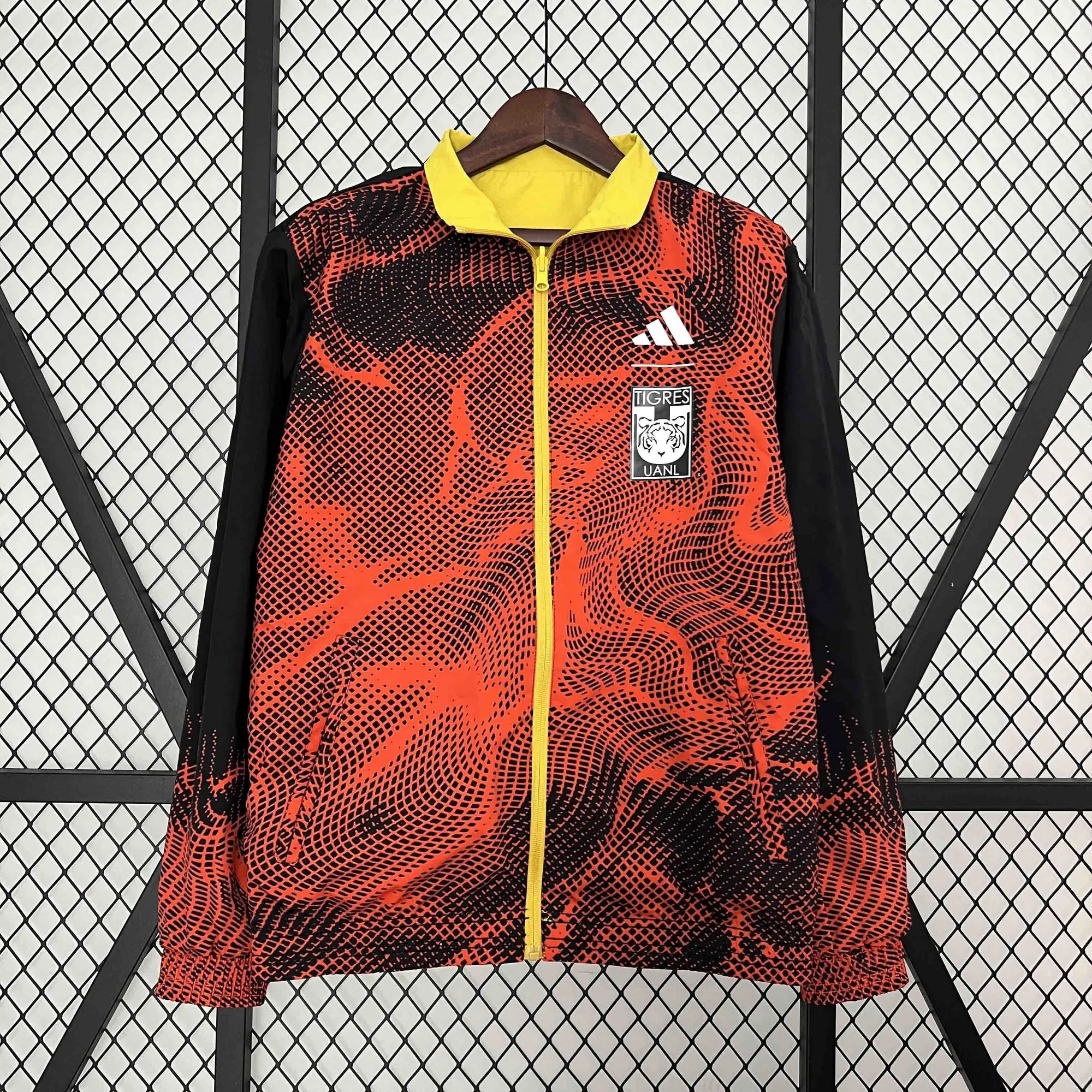 2024 Tigres UANL Orange&Yellow Trench Coat Reversible Windbreaker Double-Sides Jacket 1