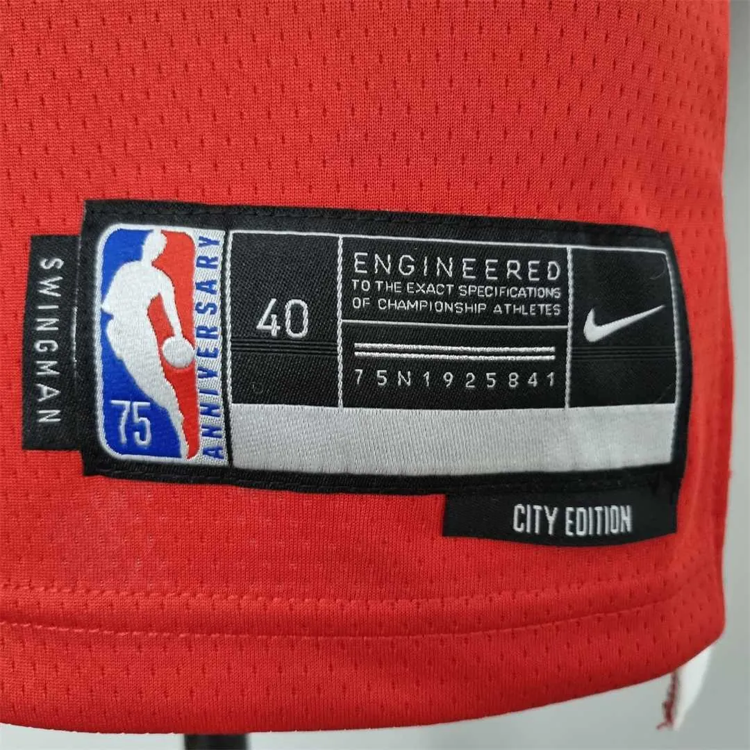 75th Anniversary 2022 Season Chicago Bulls BALL #2 City Edition Red NBA Jersey 8