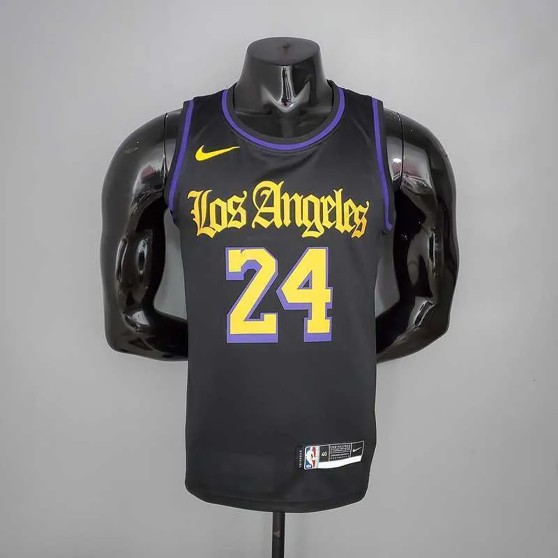 2021 Bryant#24 Los Angeles Lakers Black Latin Black 8