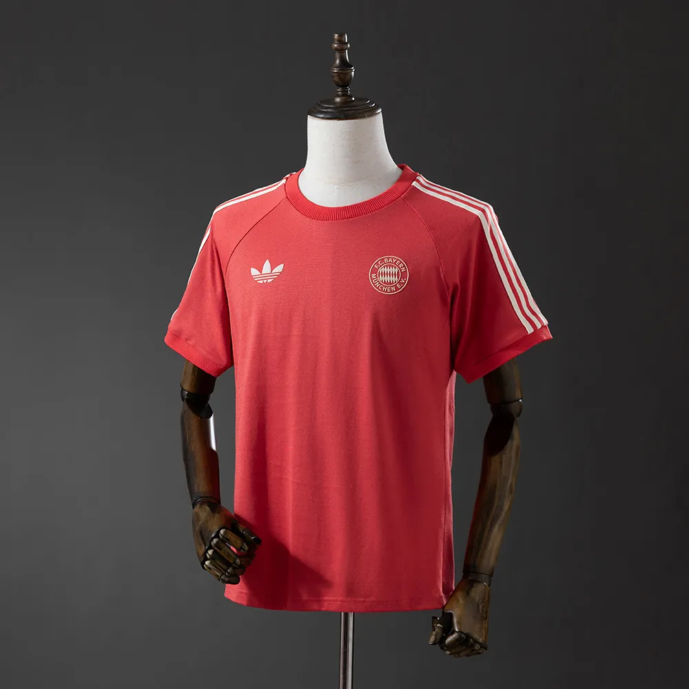 25-26 Bayern Munich Adicolor Classics 3-Stripes Red T-Shirt Yupoo 2