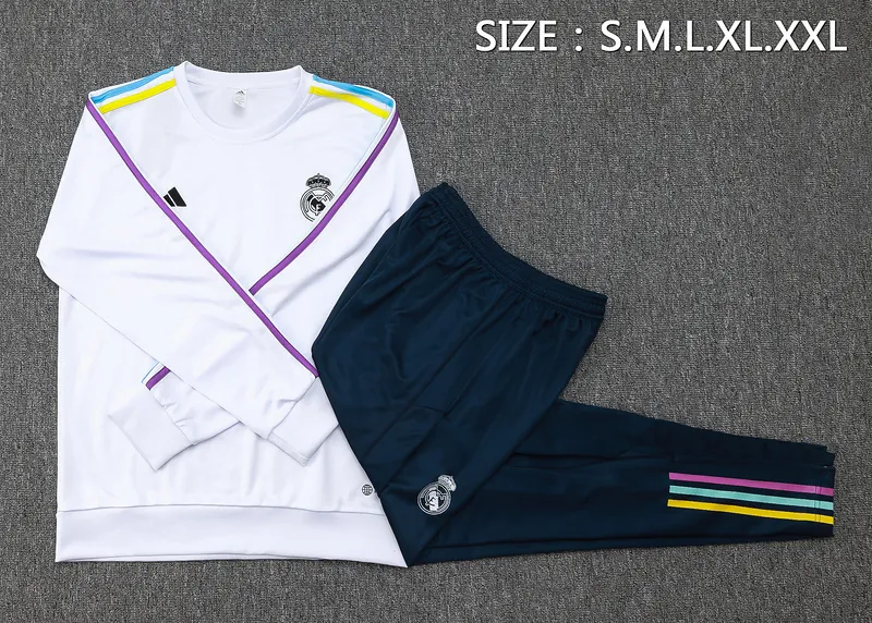 23-24 Real Madrid Long Sleeve Kits White Training Suits Soccer Jerseys Yupoo 2
