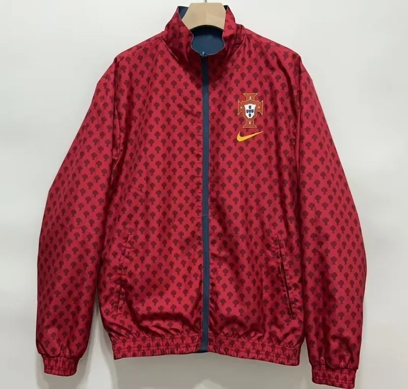 2025 Portugal Red&Blue Trench Coat Reversible Windbreaker Double-Sides Jacket 8