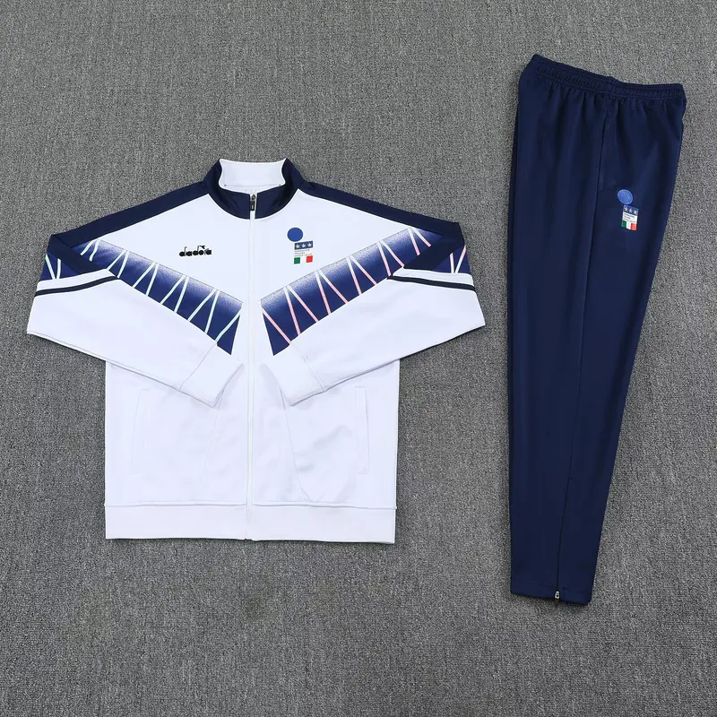 25-26 Italy Chandal Retro Blanco Football Tracksuits Long Jacket Suits 1