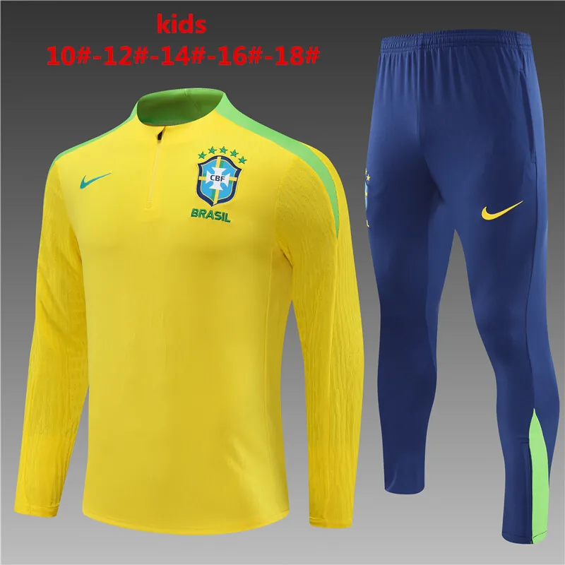 2024 Brazil Kids Player Long Sleeve Training Suit Football Shirts 1