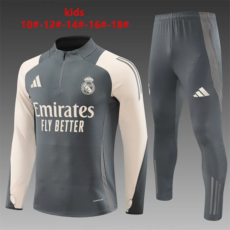 24-25 Real Madrid Kids Long Sleeve Training Suit Football Shirts 1