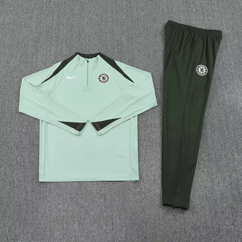 25-26 Chelsea Green Training Kits Long Football Tracksuits 2