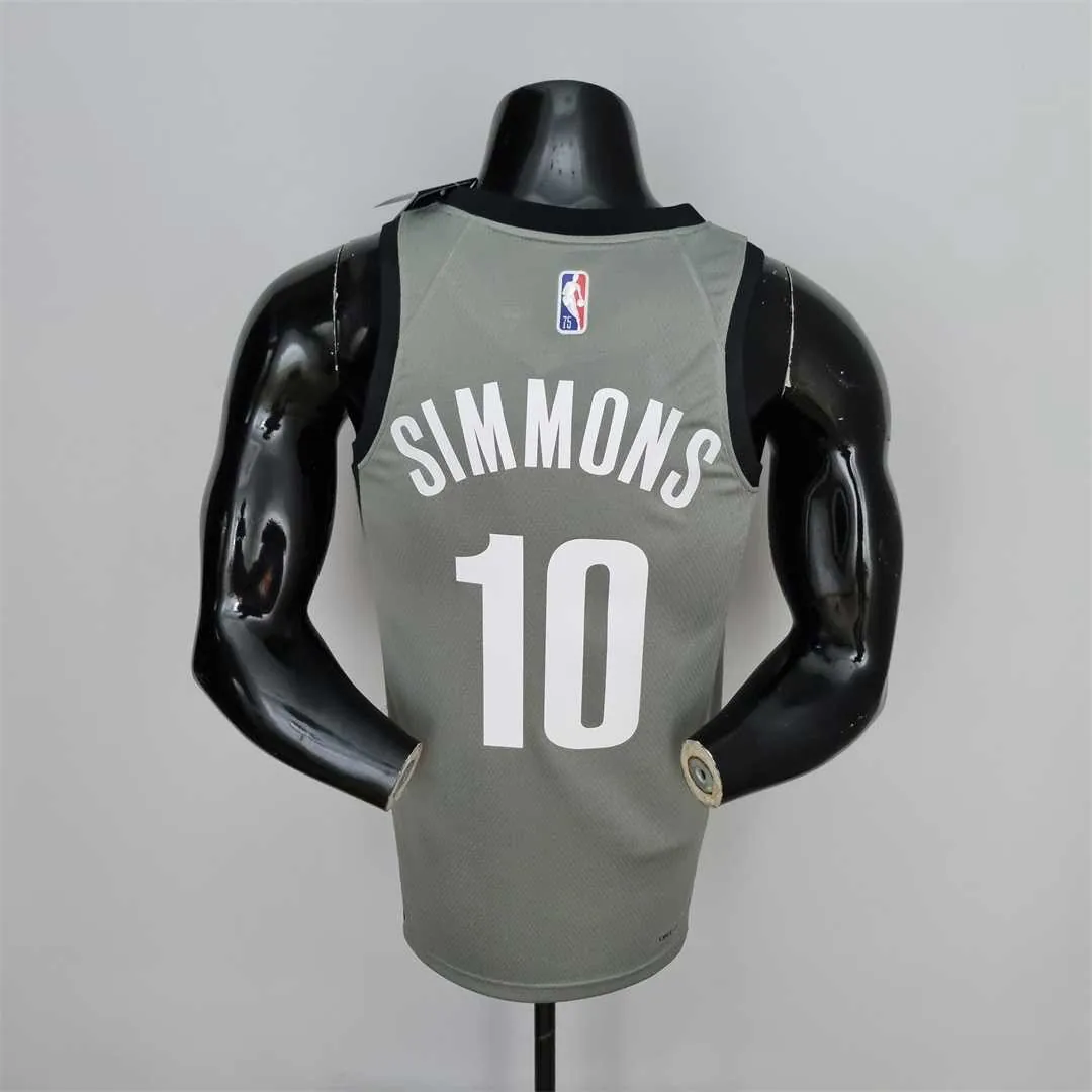75th Anniversary Simmons #10 Brooklyn Nets City Edition Gray NBA Jersey 7