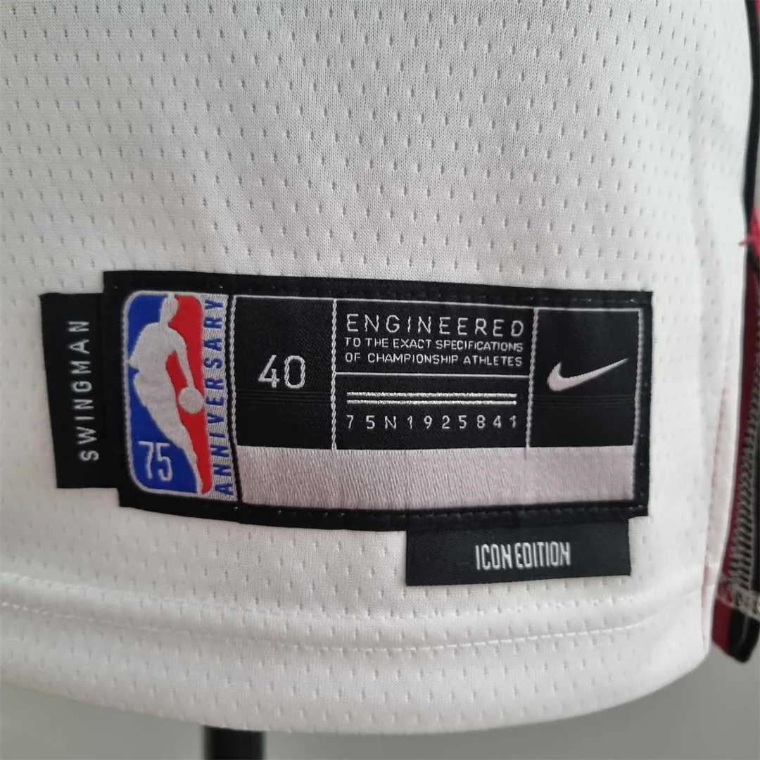 75th Anniversary Miami Heat WADE #3 White NBA Jersey 5