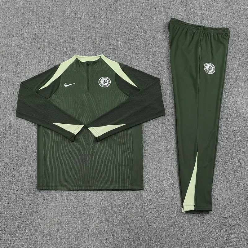 25-26 Chelsea Army Green Training Kits Long Football Tracksuits 1