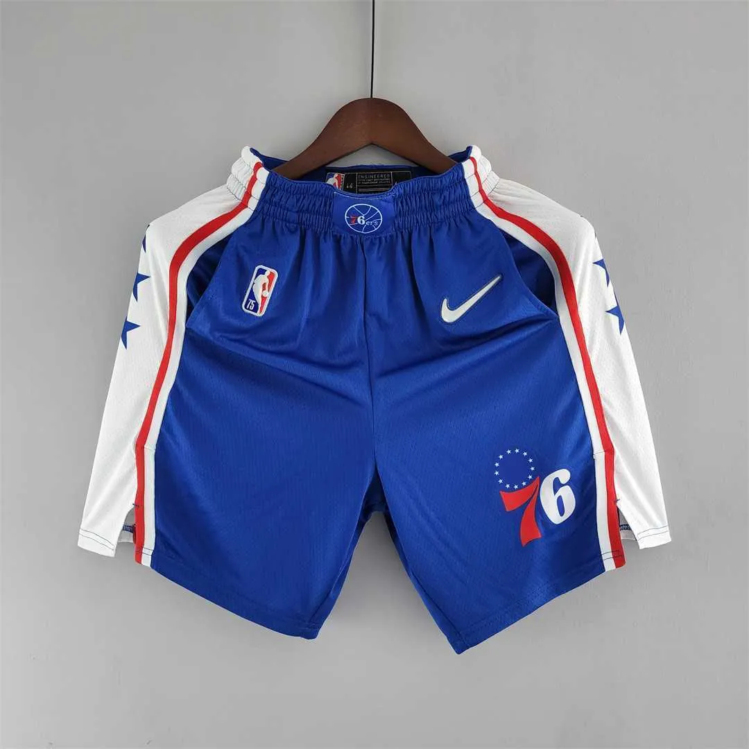 75th Anniversary Philadelphia 76ers NBA Shorts Blue White 8