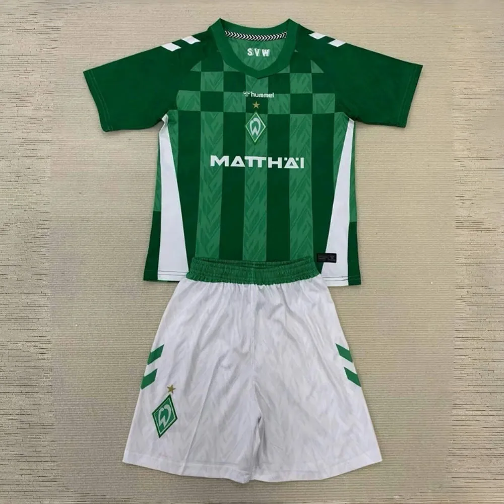 24-25 Werder Bremen Home Kid Kits Youth Apparels Soccer AAAAJersey Yupoo 2