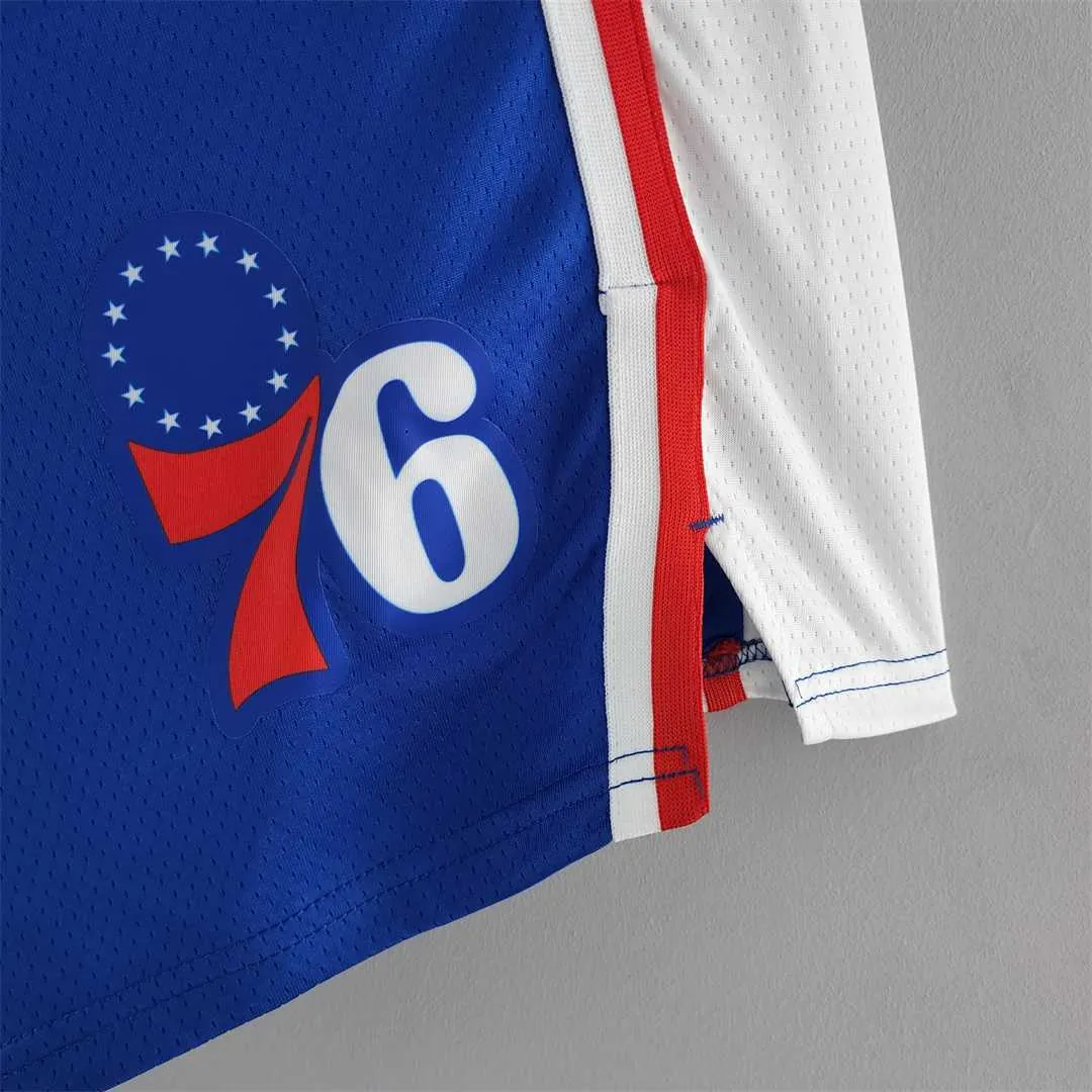 75th Anniversary Philadelphia 76ers NBA Shorts Blue White 2