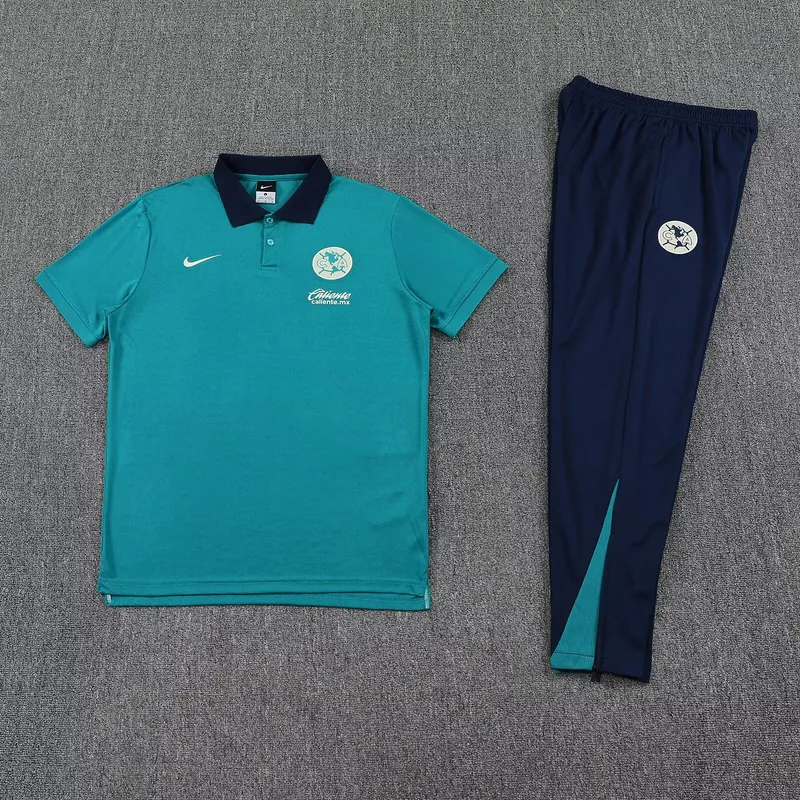 25-26 Club America Green POLO Training Kits Football Tracksuits 1