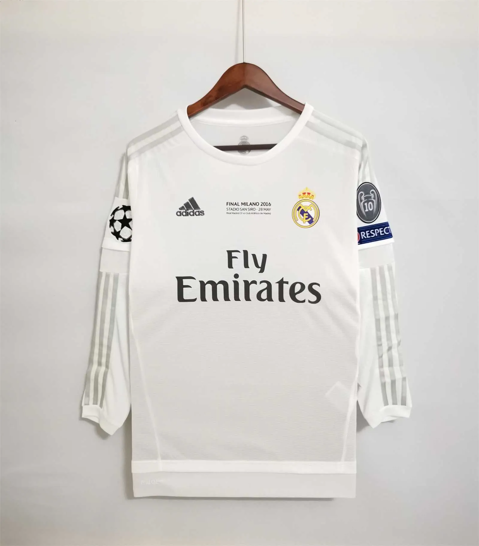 15-16 Real Madrid home white long sleeves 11