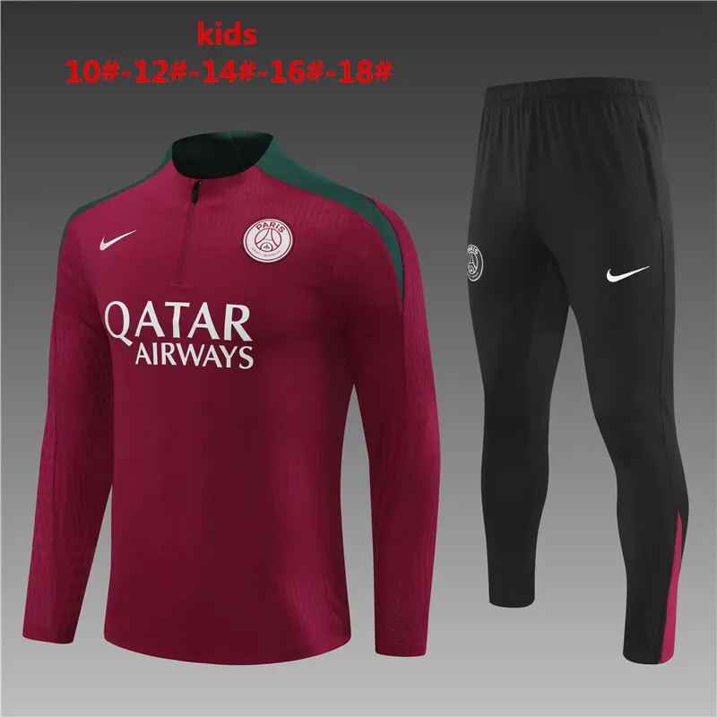 24-25 PSG Kids Player Long Sleeve Training Suit Football Shirts 1