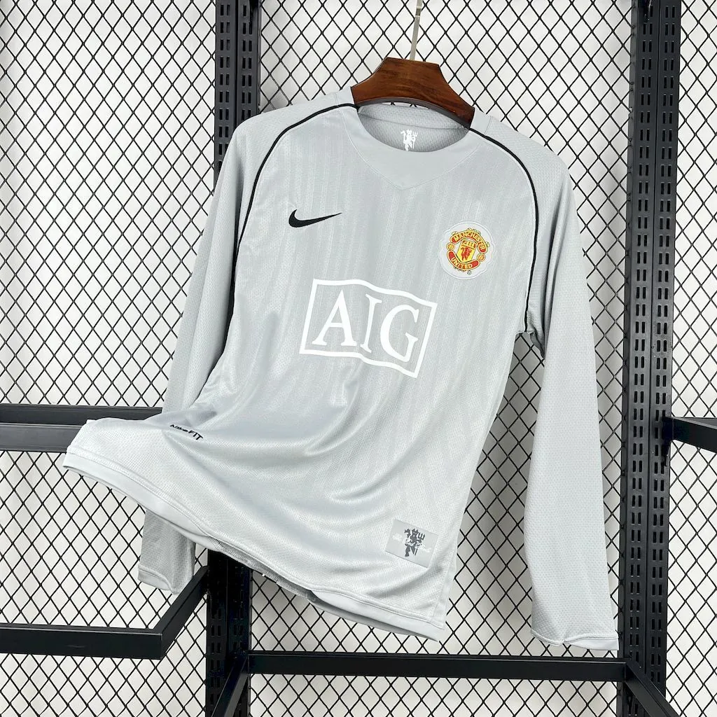 07-08 Manchester United Long Sleeve Goalkeeper Retro Kit Vintage T-Shirt Soccer AAAAJersey Yupo 5