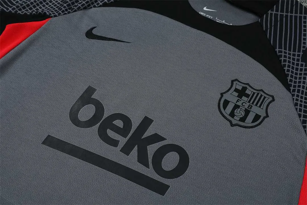 22-23 Barcelona Training Suit Short Sleeve Kit Black Grey 8
