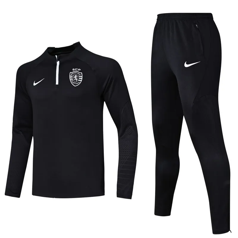 23-24 Sporting Lisbon Long Sleeve Kits Black Training Suits Football Jerseys Yupoo 4
