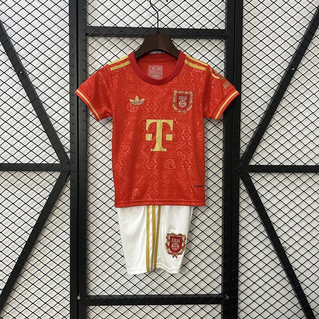 25-26 Bayern Munich 125th Anniversary Red Kid Kits Youth Apparels AAAAJersey Dropship Yupoo 8