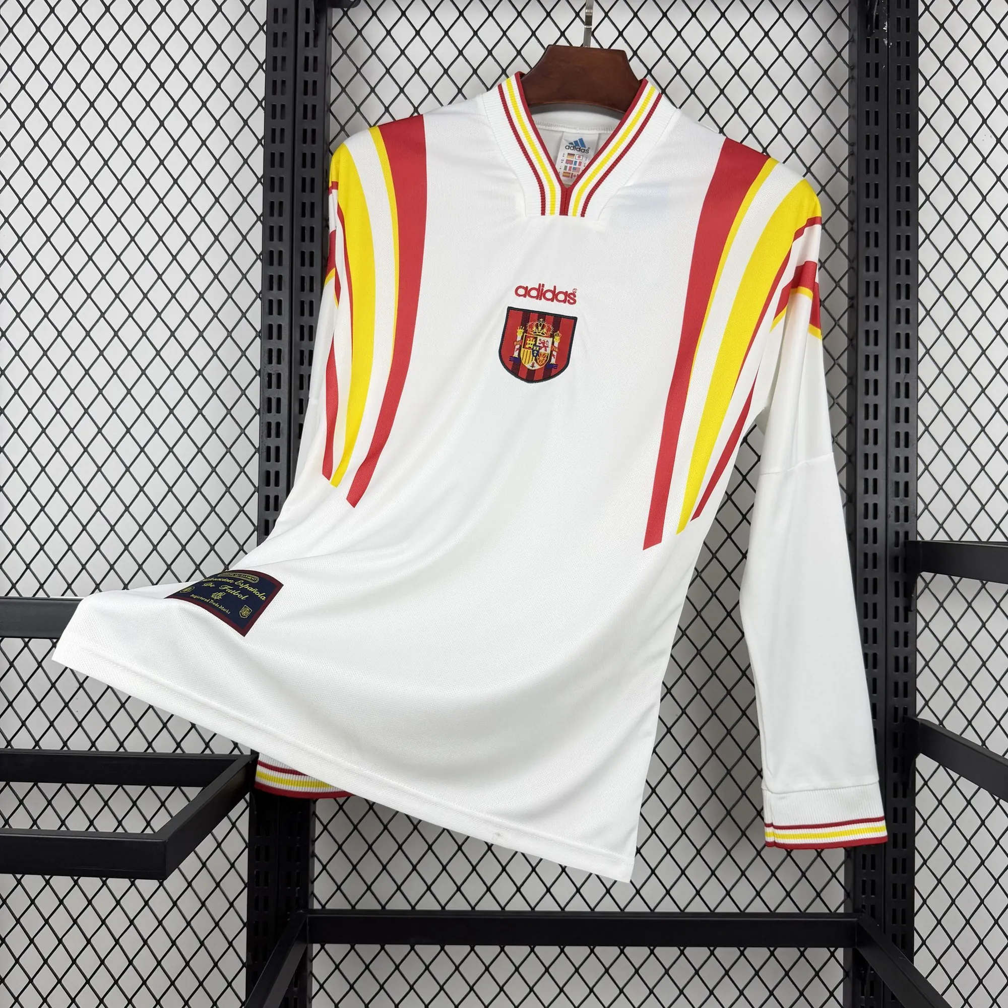 1996 Spain Away Mens Retro Kit Vintage Soccer Long Sleeve T-Shirt AAAAJersey Supplier Yupoo 8 3