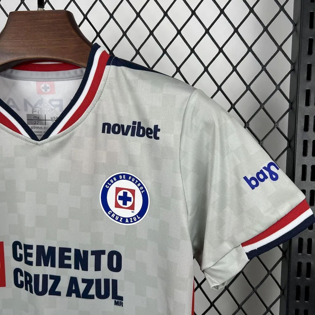 25-26 Cruz Azul Away Kid Kits Youth Apparels Soccer AAAAJersey Yupoo 5