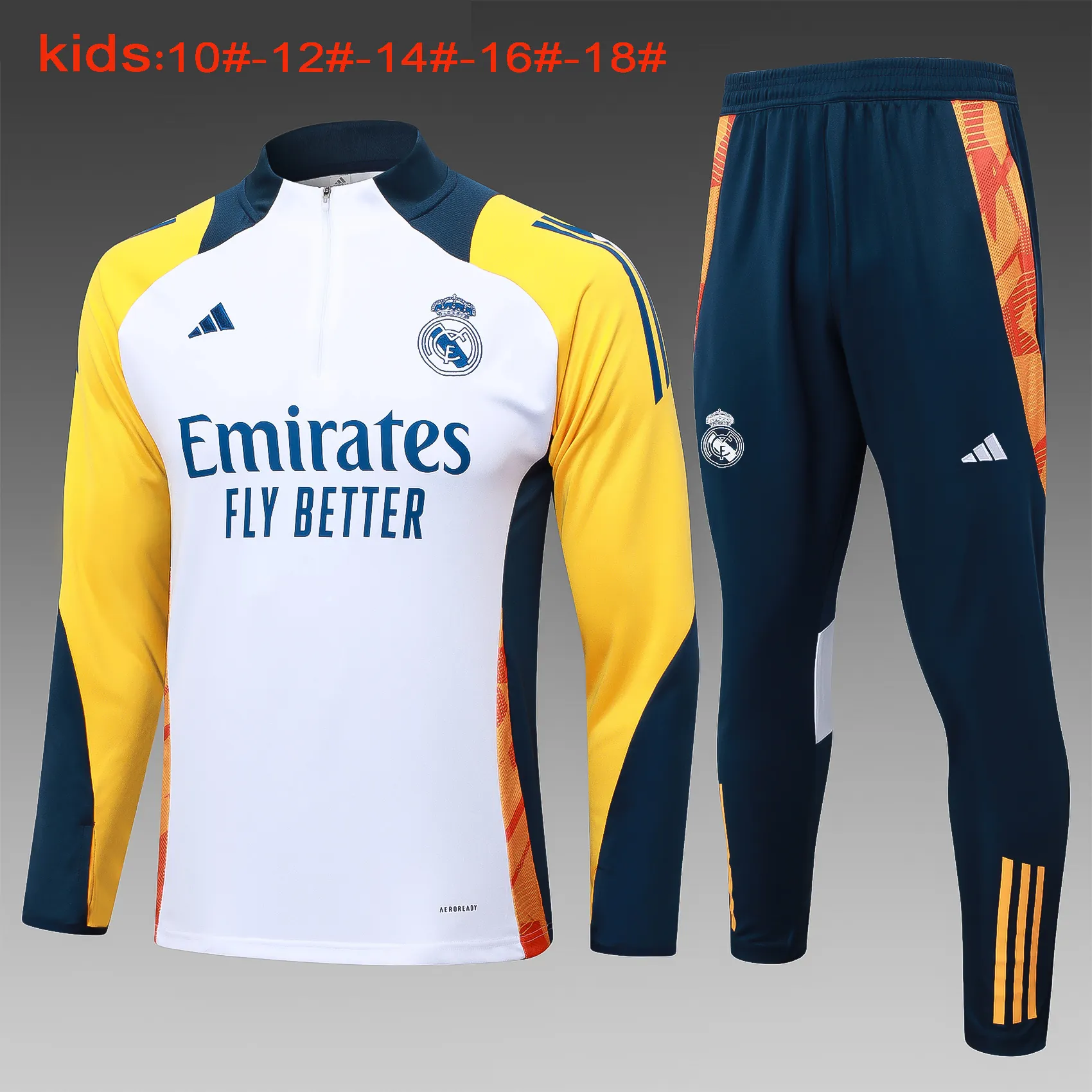 24-25 Real Madrid Kids Long Sleeve Training Suit Football Shirts 1