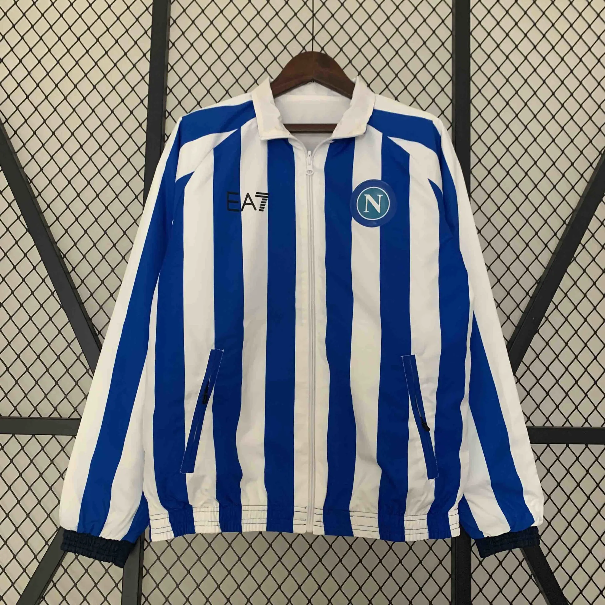 23-24 Napoli Reversible Windbreaker White&Blue Double-Sides Jacket Soccer Jerseys For Sale 3