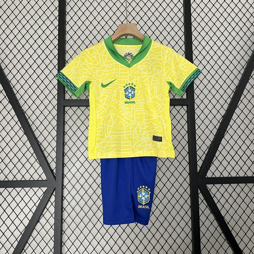 2024 Brazil Home Kid Kits Children Sets Soccer Jersey Yupoo 7