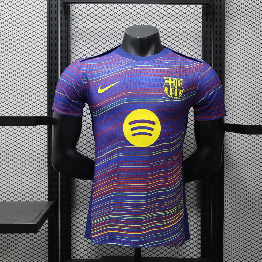 25-26 Barcelona Pre-Match Kit Player Version Striped Shirt Soccer AAAAJersey Yupoo 5