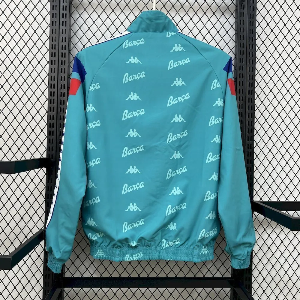 25-26 Barcelona Green&Blue Trench Coat Reversible Windbreaker Double-Sides Jacket 3