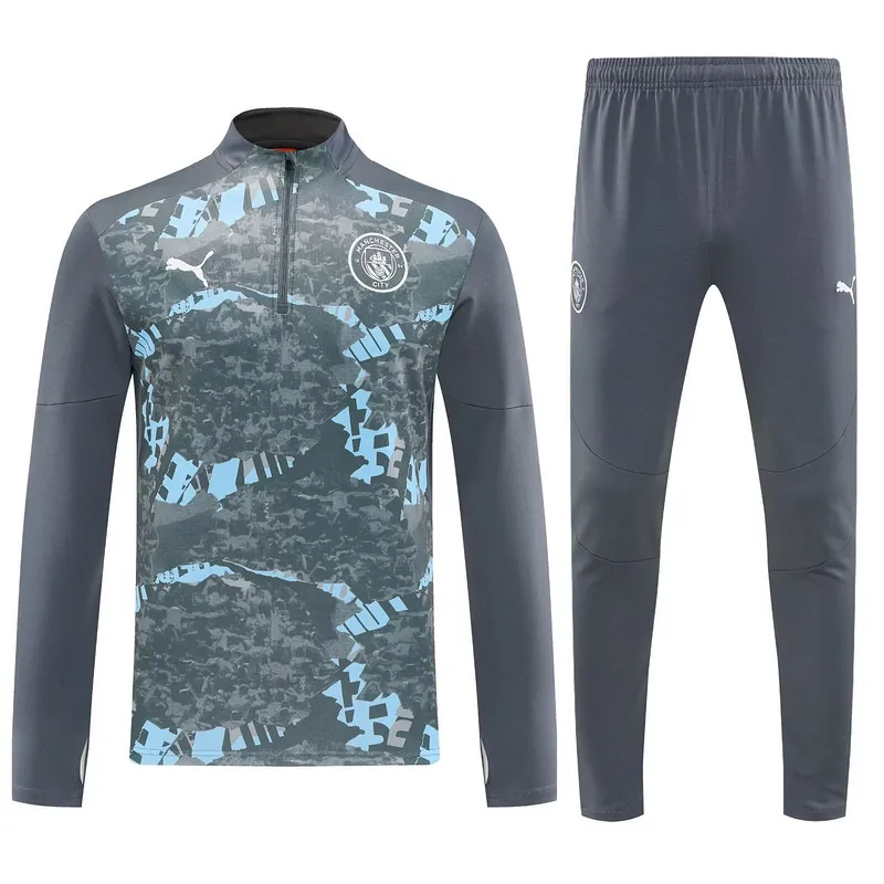 25-26 Manchester City Training Kits Long Grey Football Tracksuits 3