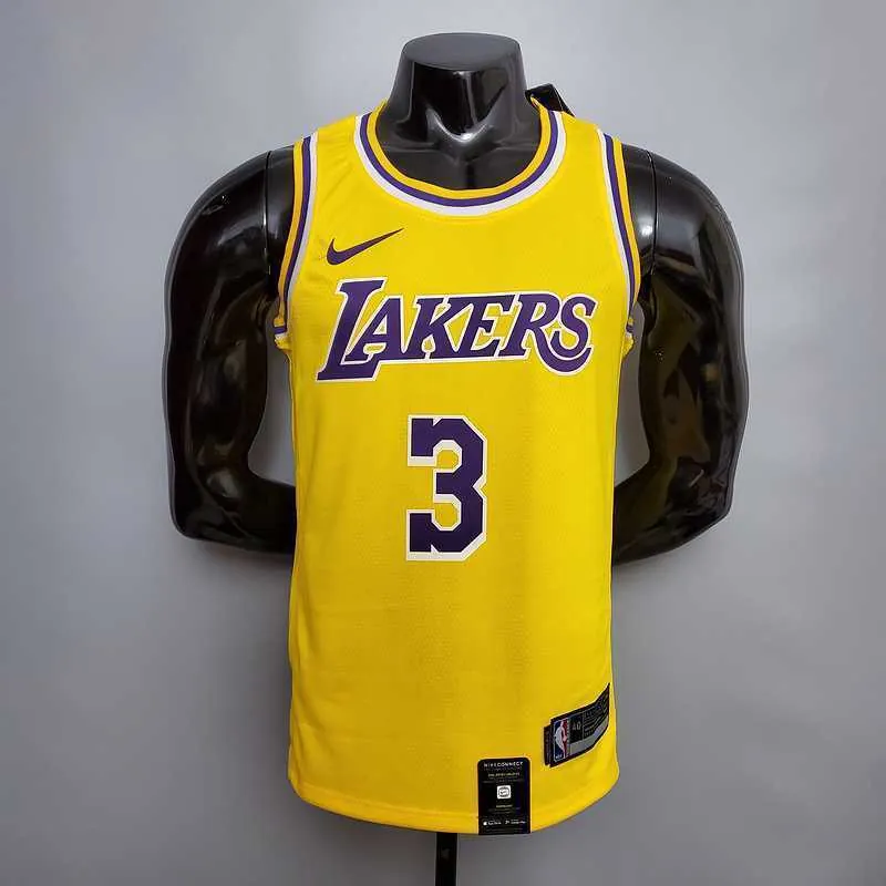 New DAVIS #3 Lakers Commemorative Edition Round neck yellow 3