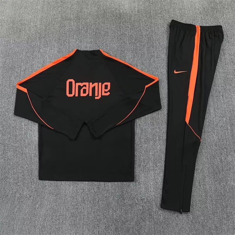2026 Netherlands Mens Kit Black Half Pull Training Suit Yupoo 7 2