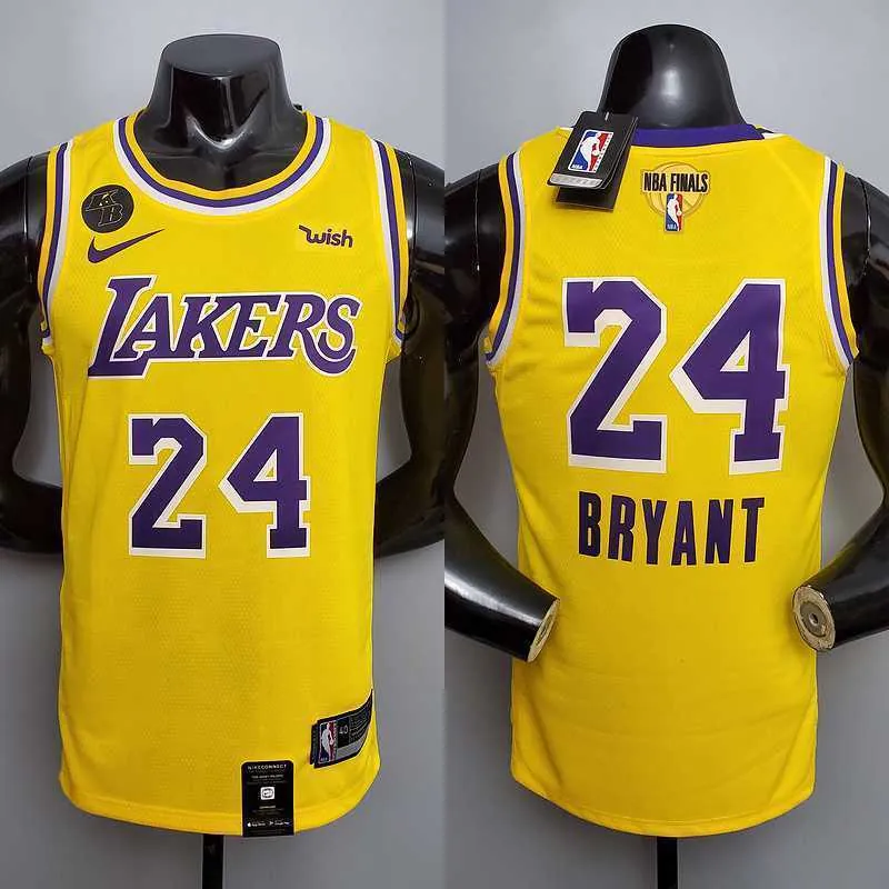 New Bryant #24 Lakers Commemorative Edition Round neck yellow 8
