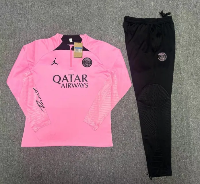 23-24 PSG Training Suits Long Sleeve Pink Kits Cheap Jerseys Yupoo 1