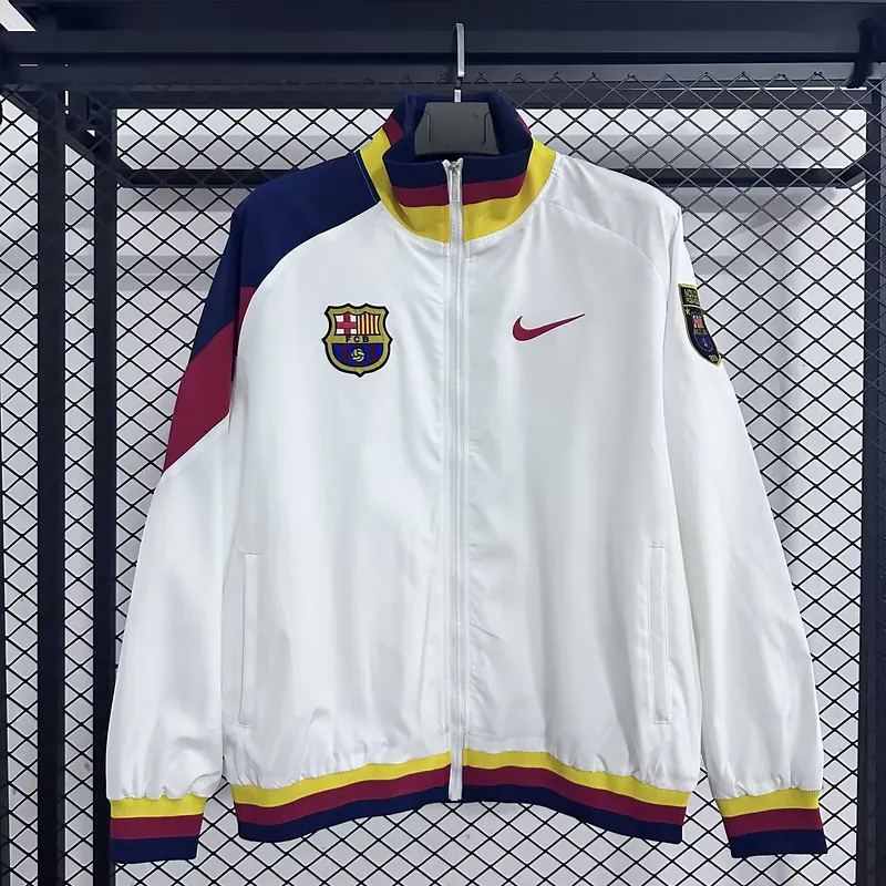 25-26 Barcelona White Windbreaker Jackets AAAAJersey Dropship Yupoo 2