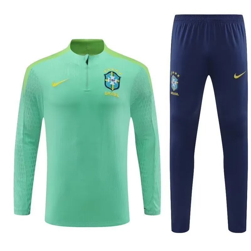 2024 Brazil Long Sleeve Tracksuit Green Training Suits Soccer Jerseys Yupoo 3